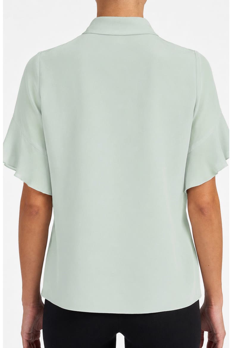 Athena Short Sleeve Silk Blouse, Alternate, color, Blue Agave