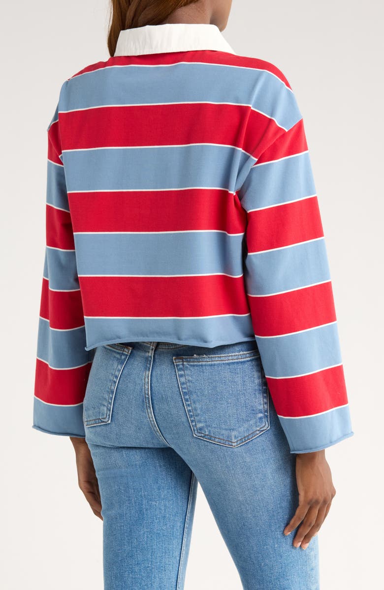 Re/Done Crop Stretch Cotton Rugby Polo, Alternate, color, Crimson Bluebird