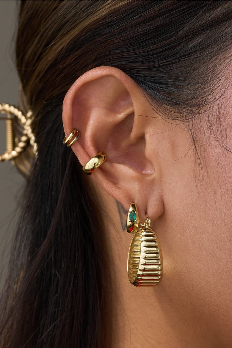 Emerald Tara Earrings, Alternate, color, Gold