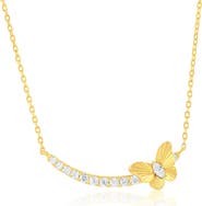 SIMONA Cubic Zirconia Butterfly Curved Bar Necklace