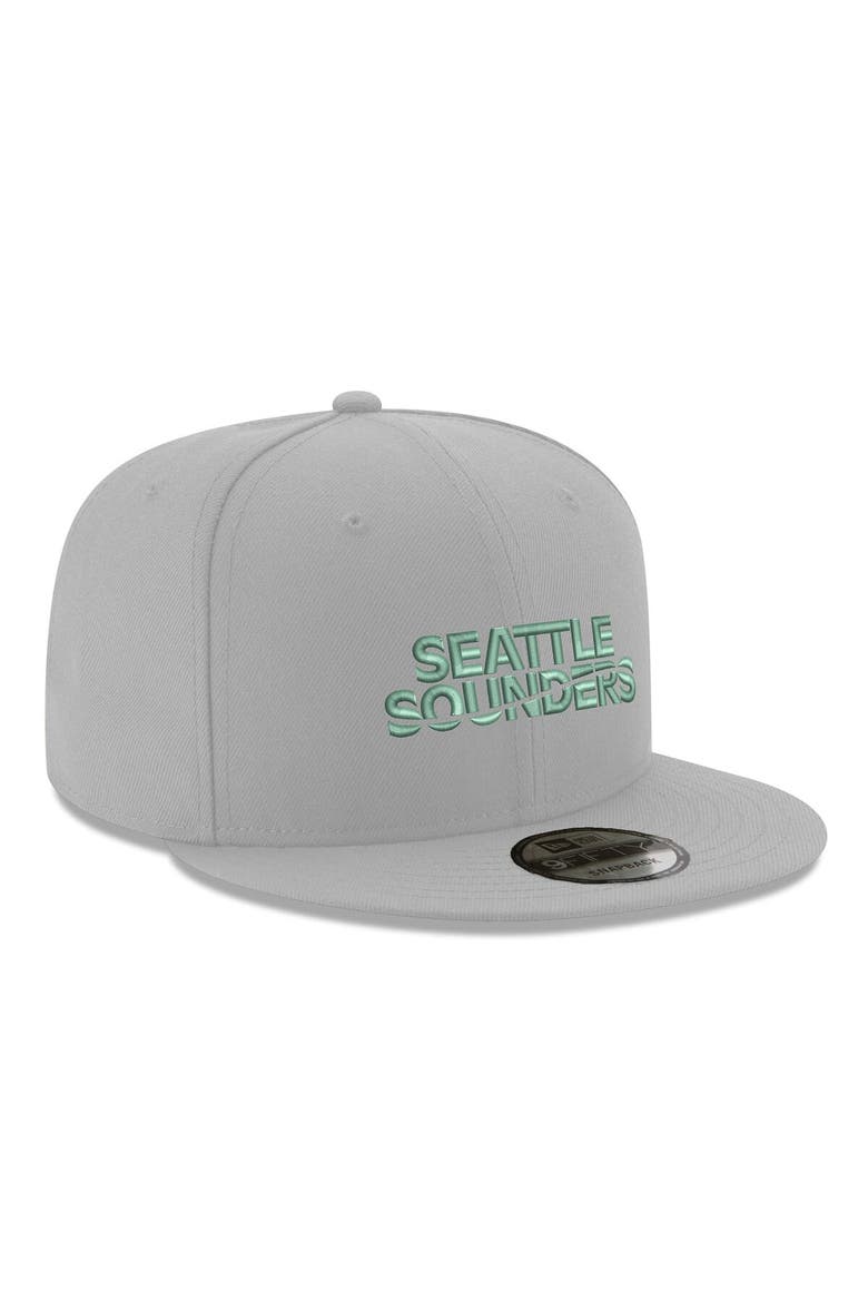 Men's New Era  Gray Seattle Sounders FC  Wordmark 9FIFTY Snapback Hat, Alternate, color, Gray