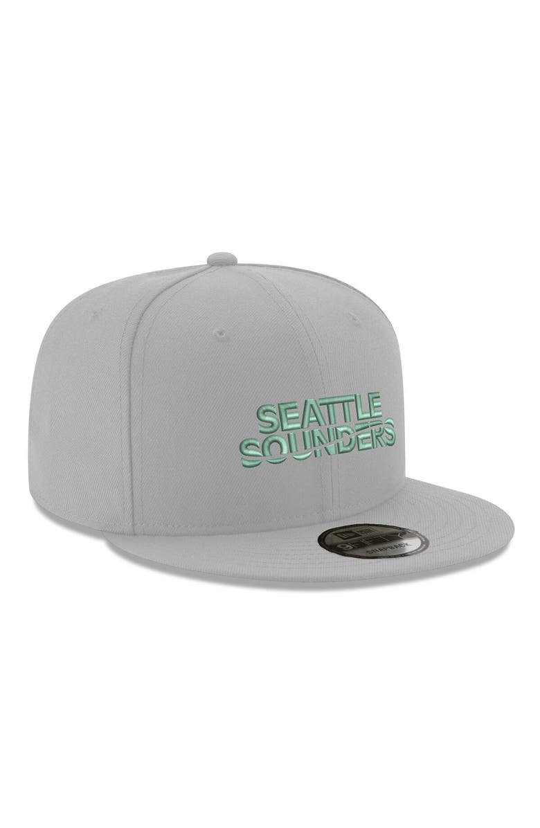 New Era Men's New Era Gray Seattle Sounders FC Wordmark 9FIFTY Snapback Hat, Alternate, color, Gray