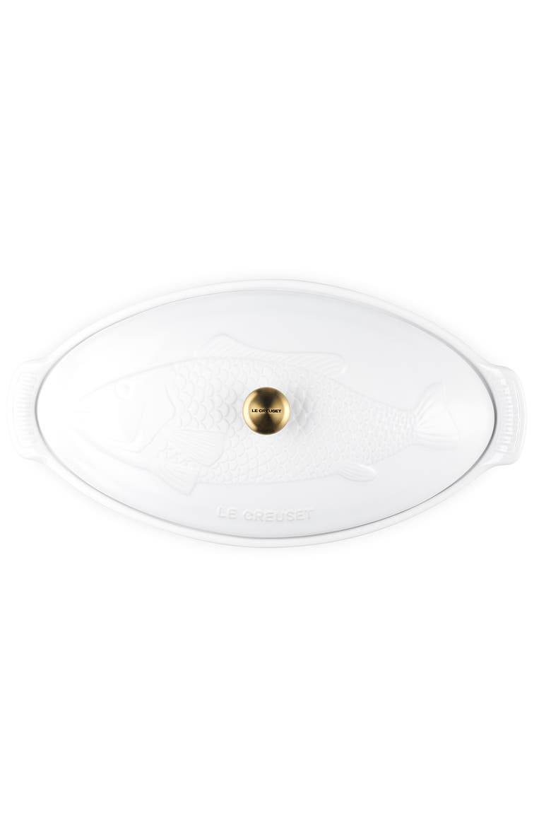 Heritage Covered Stoneware Fish Baker, Alternate, color, WHITE