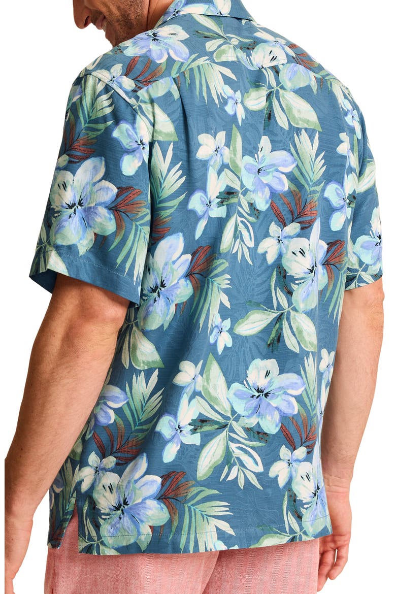 Hibiscus Bluff Silk Camp Shirt, Alternate, color, BLUE ASH