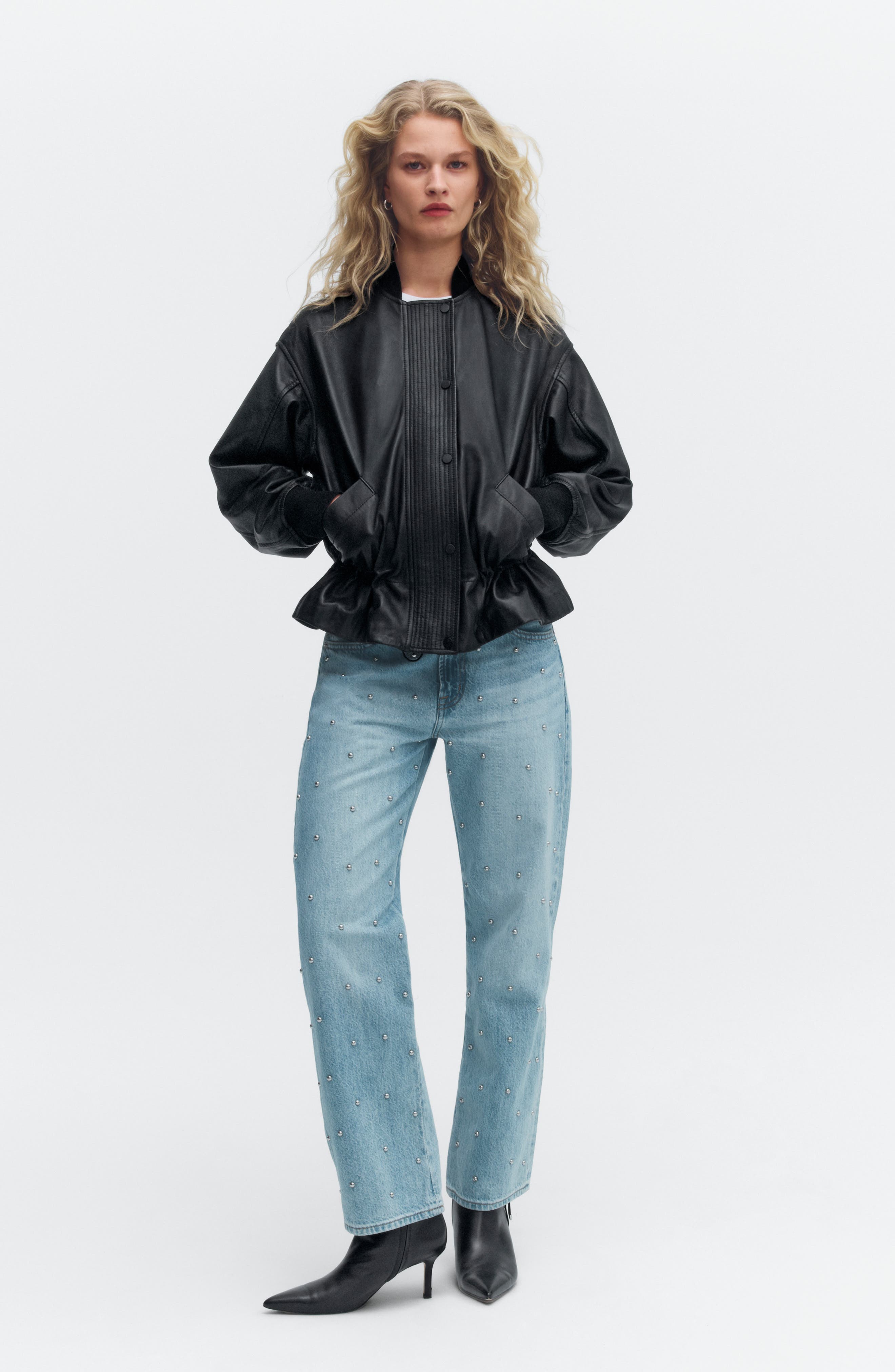 Женские куртки AllSaints Sofi Leather Bomber Jacket — фото 2
