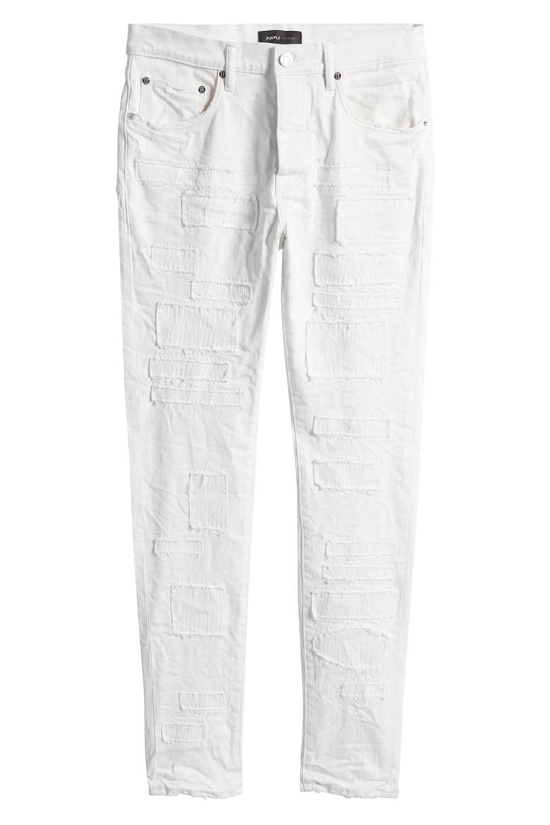 Optic Patch Repair Stretch Skinny Jeans, Alternate, color, WHITE