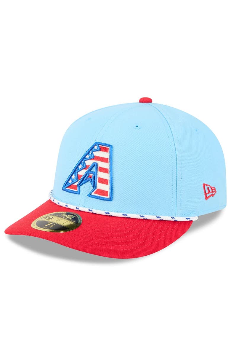 Men's New Era Light Blue/Red Arizona Diamondbacks 2025 Fourth of July Low Profile 59FIFTY Fitted Hat, Main, color, Light Blue