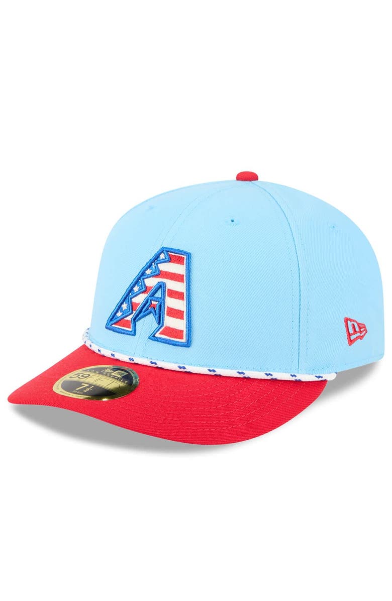 New Era Men's New Era Light Blue/Red Arizona Diamondbacks 2025 Fourth of July Low Profile 59FIFTY Fitted Hat, Main, color, Light Blue