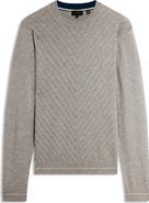 Ted Baker Corbin Chevron Texture Cotton & Wool Crewneck Sweater