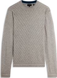 Ted Baker Corbin Chevron Texture Cotton & Wool Crewneck Sweater