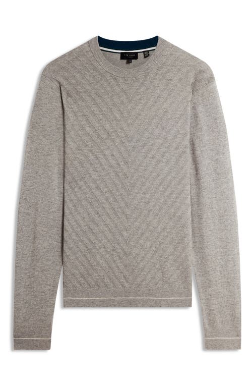 Ted Baker Corbin Chevron Stitch Crewneck Sweater In Gray