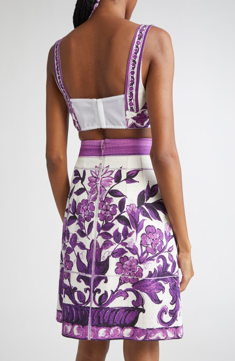 Dolce&Gabbana Majolica Print Bustier Top, Alternate, color, Ip3tn Mix Maiolica Viola