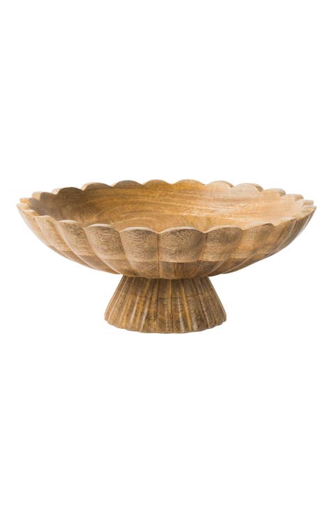 Fluted Pedestal Bowl - Natural