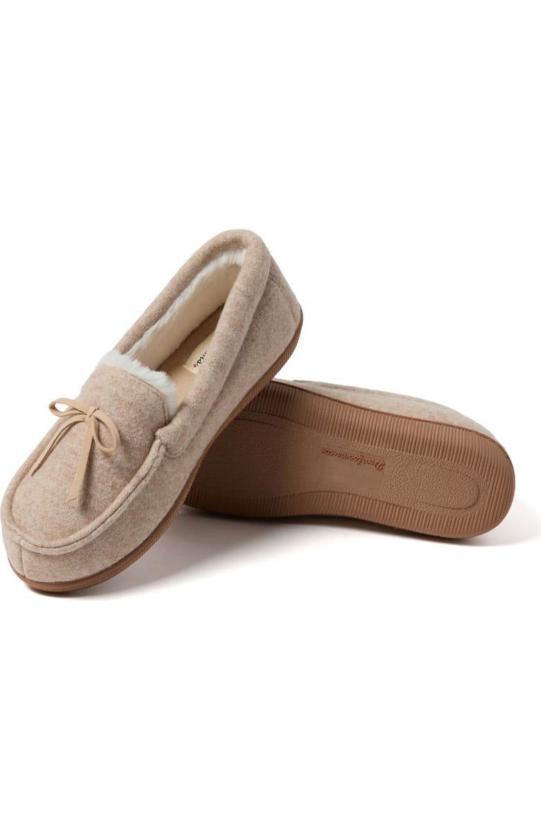 DEARFOAMS Hayes Soft Knit Moccasin Slipper, Alternate, color, Oatmeal Heather