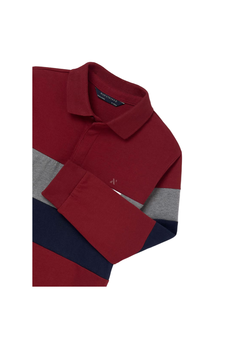 Mayoral Striped Polo Shirt, Alternate, color, Burgundy
