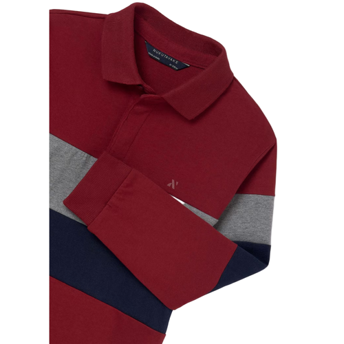 Mayoral Striped Polo Shirt In Red