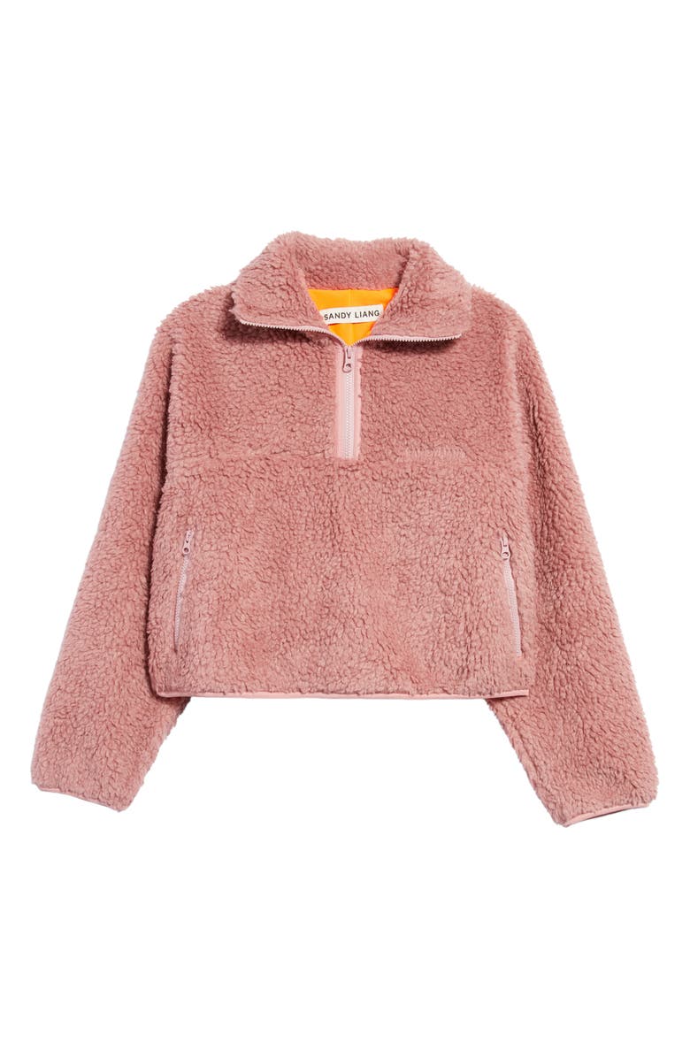 Sandy Liang Bean Crop High Pile Fleece Pullover, Alternate, color,