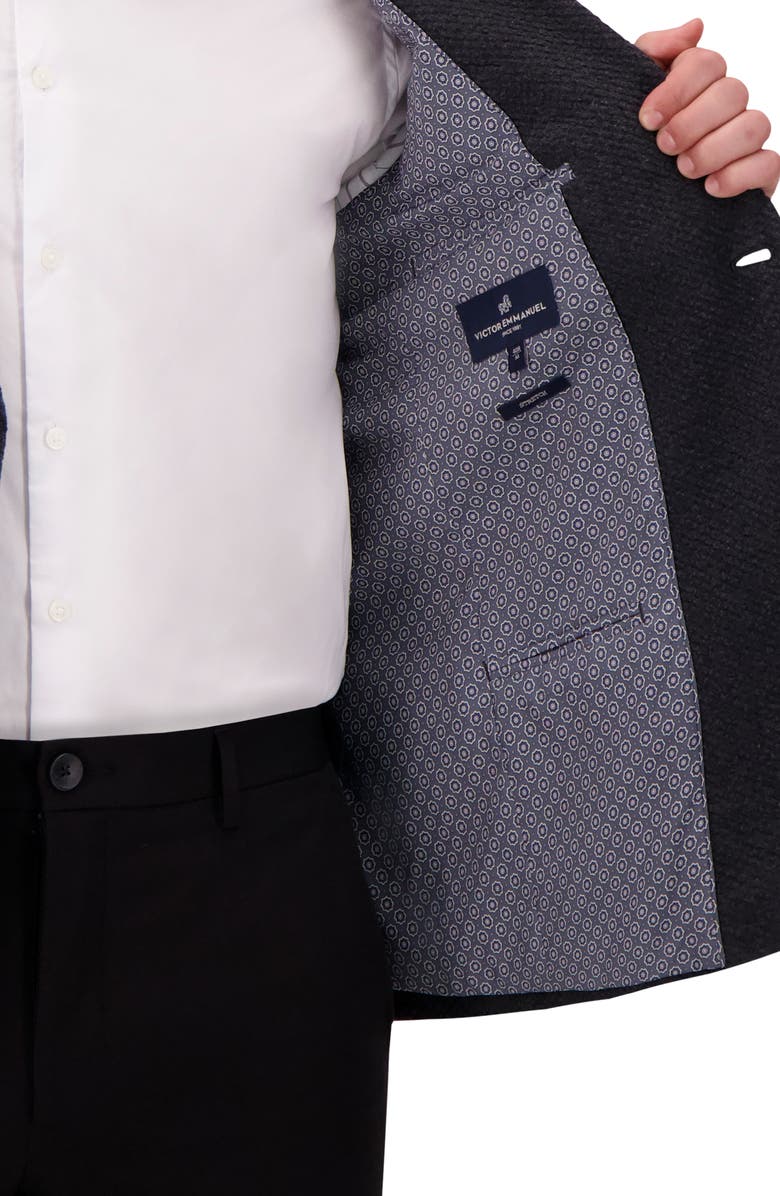 Victor Emmanuel Modern Fit Textured Knit Cotton Blend Sport Coat, Alternate, color, Charcoal