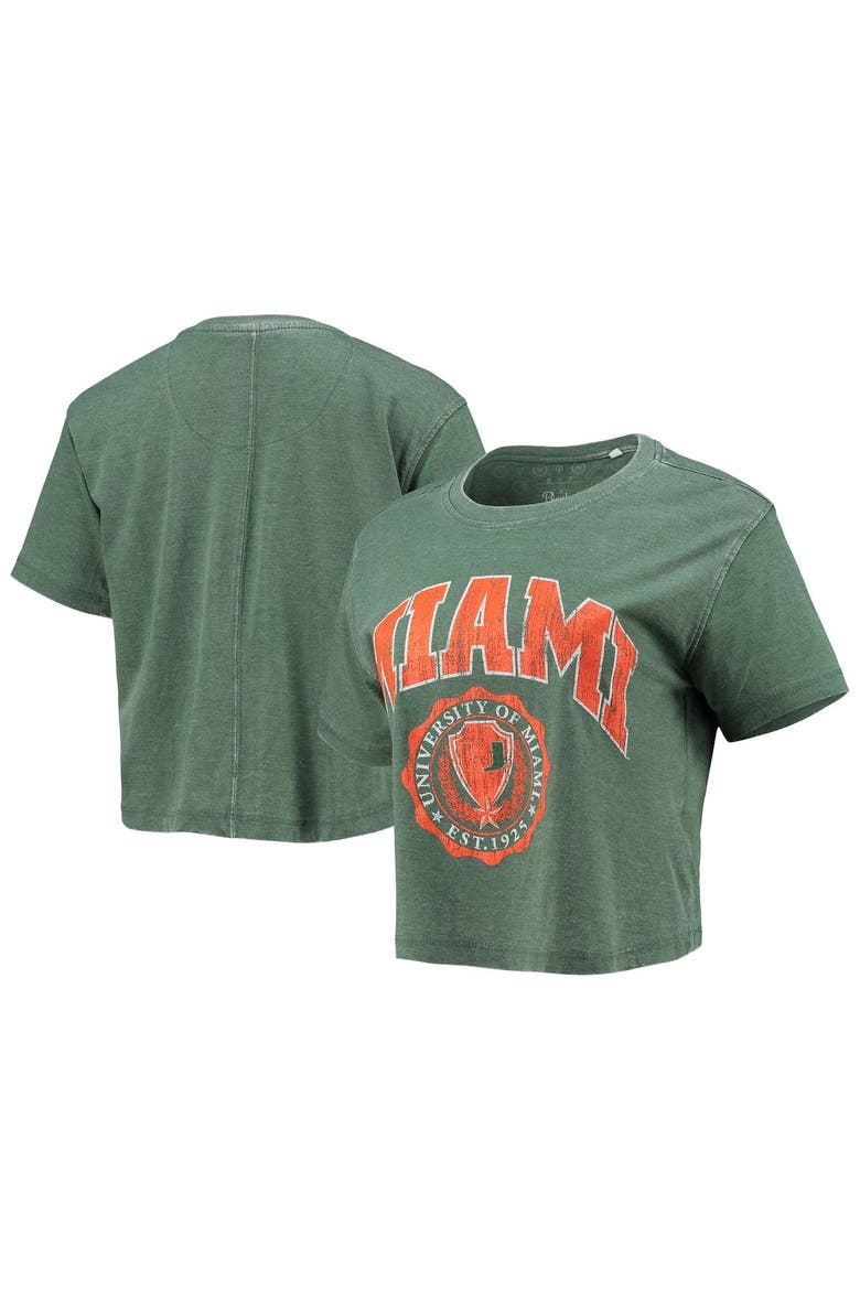 Women's Pressbox Green Miami Hurricanes Edith Vintage Burnout Crop T-Shirt, Alternate, color, Green