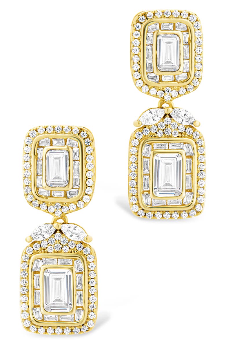 Sterling Forever Trina Cubic Zirconia Drop Earrings, Alternate, color, Gold