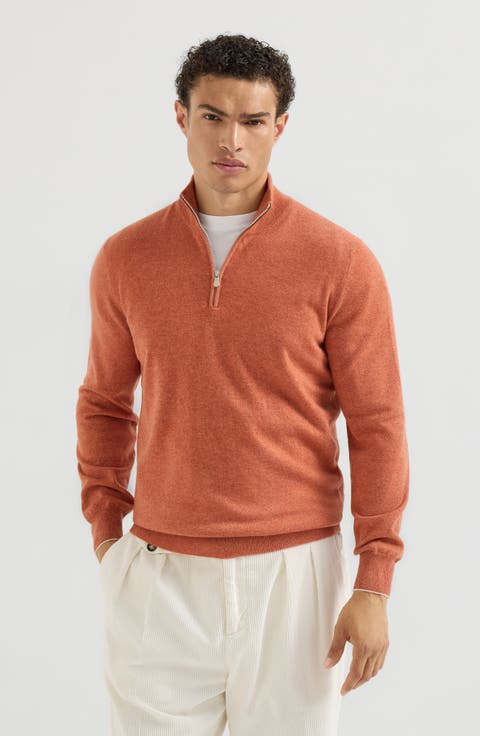 Cashmere sweater with half zip