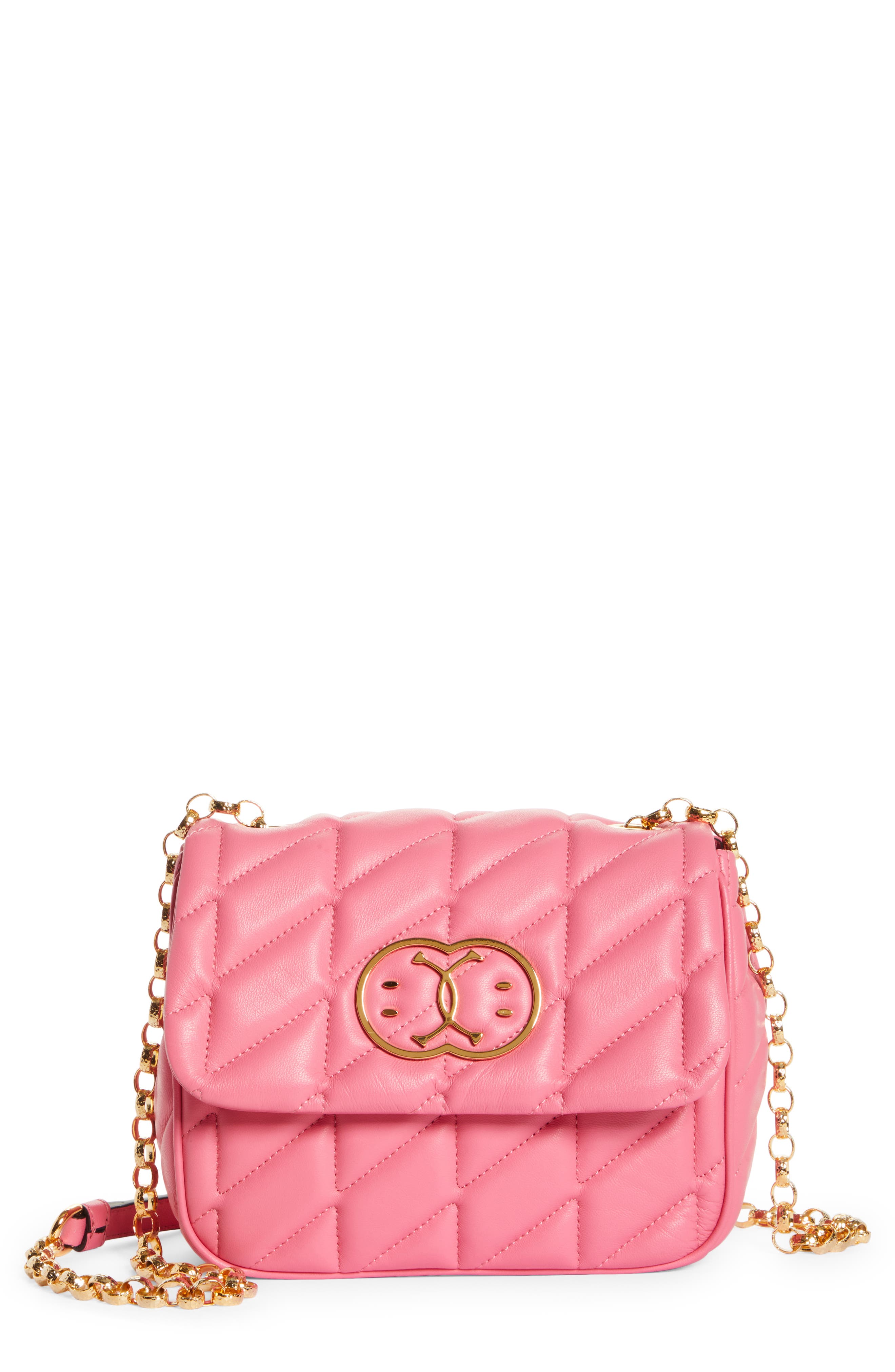 Moschino x Smiley<sup>®</sup> Double Smiley Quilted Crossbody Bag, Main, color, 