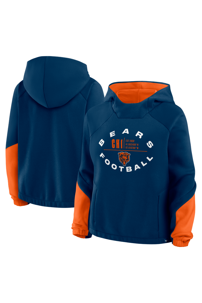 Women's Fanatics Navy Chicago Bears Oversized Redzone Bubble Screen Pullover Hoodie, Main, color, Navy