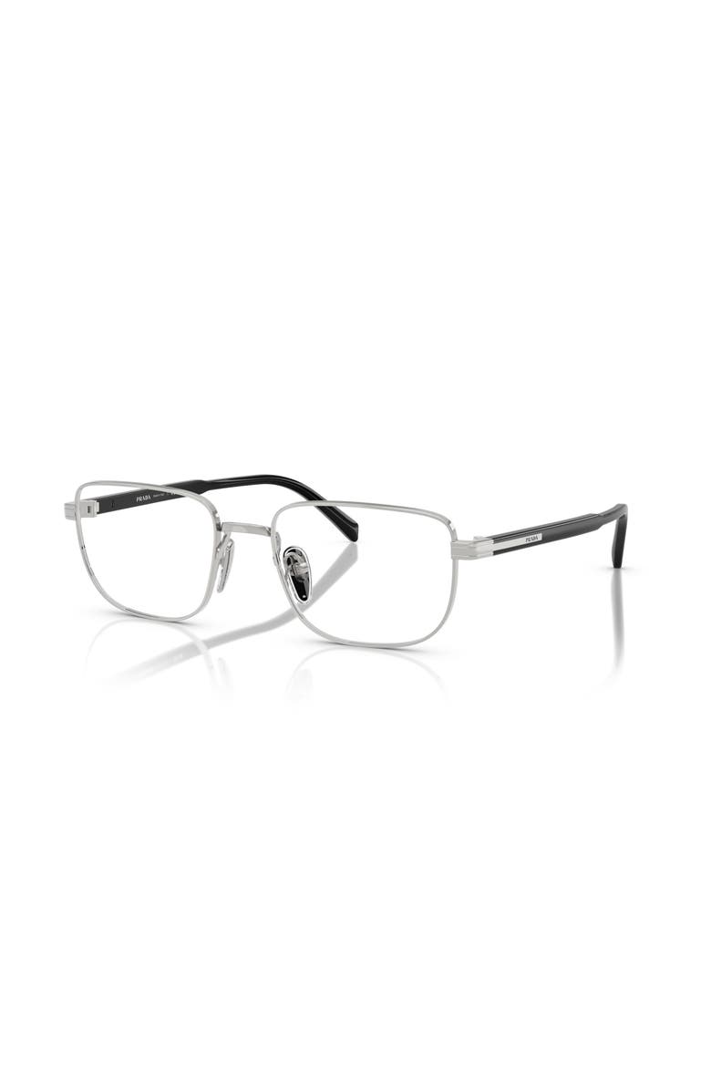 Prada 55mm Rectangle optical glasses, Main, color, Silver