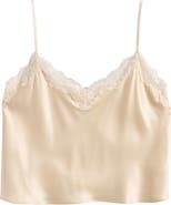 Reformation Teddy Lace Trim Silk Crop Camisole