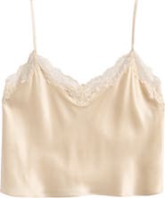 Reformation Teddy Lace Trim Silk Crop Camisole