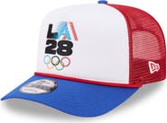 New Era Men's New Era White/Red LA28 Summer Olympics Retro Stripe Rope A-Frame 9FIFTY Trucker Snapback Hat