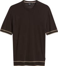 BOSS Norberto Linen Blend Short Sleeve Sweater