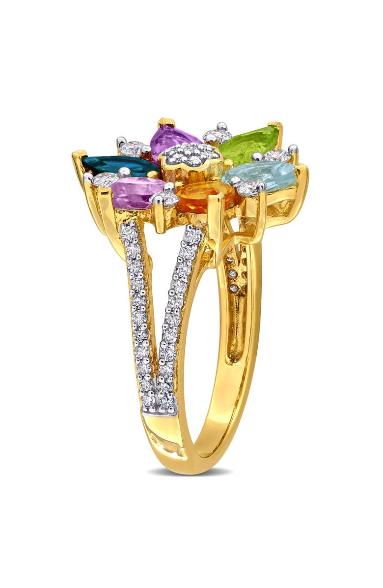 Julianna B. Multi-Stone 1/2ct TW Diamond Flower Ring, Alternate, color, Yellow-Plated Sterling Silver