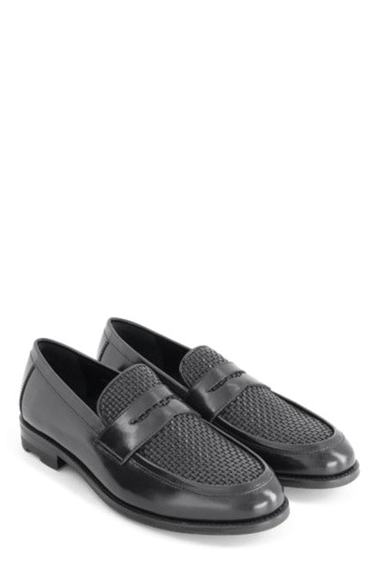 Anthony Veer Mercer Penny Loafer, Alternate, color, Obsidian Black Leather & Mesh