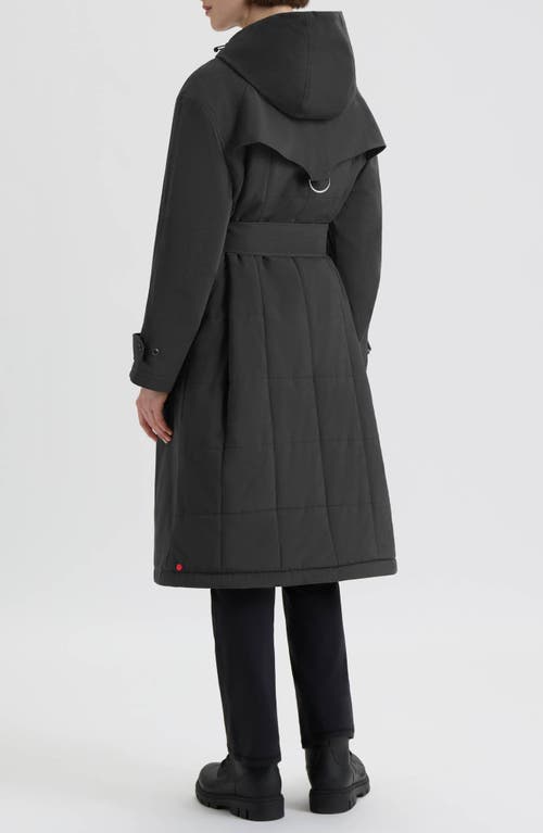 Hunter Violet Hooded Long Trench Coat In Black