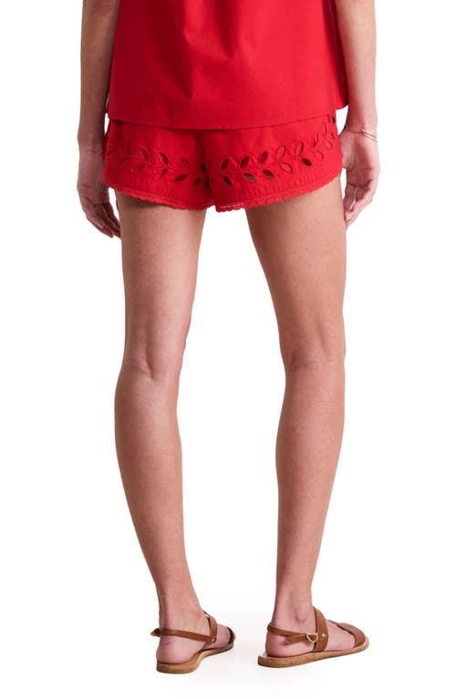Vineyard Vines Embroidered Eyelet Pull-on Cotton Shorts In Red
