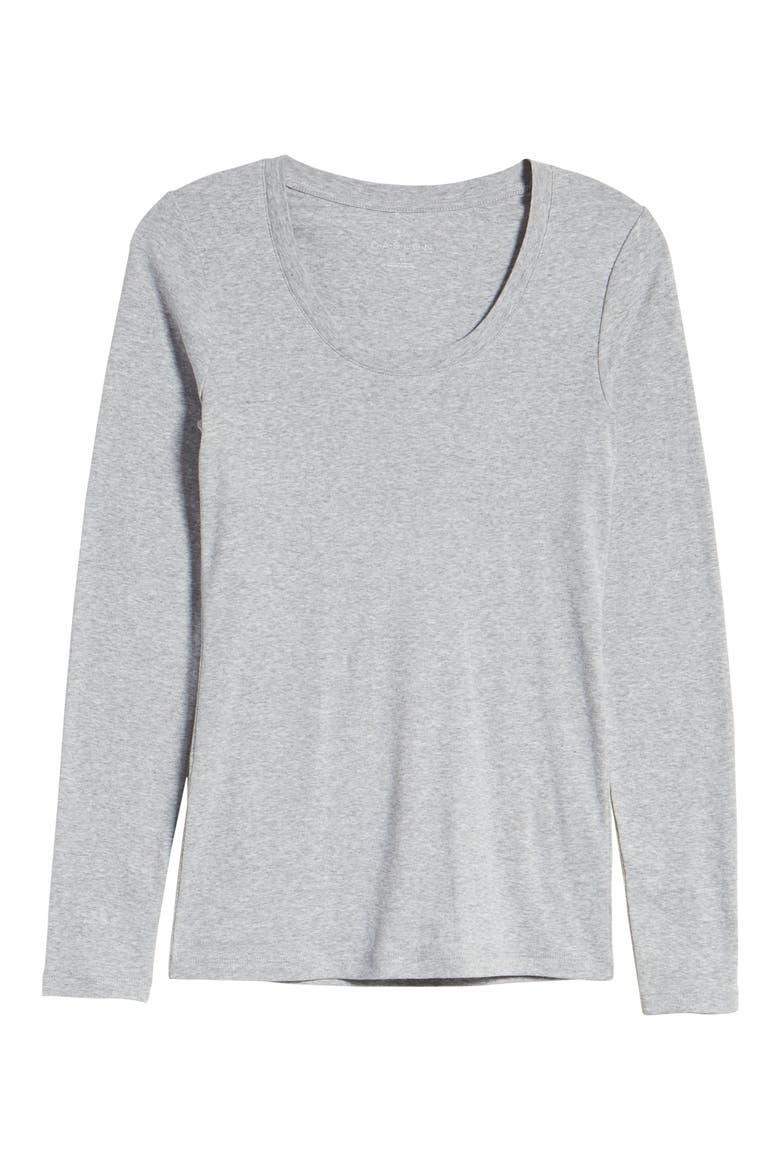 'Melody' Long Sleeve Scoop Neck Tee, Alternate, color, GREY HEATHER