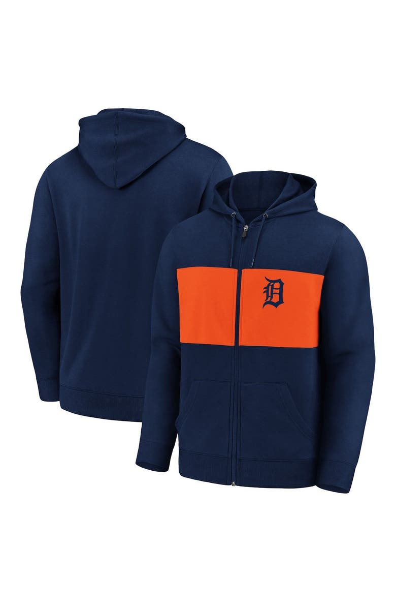 FANATICS Men's Fanatics Branded Navy Detroit Tigers Team Twill Full-Zip Hoodie Jacket, Main, color, 