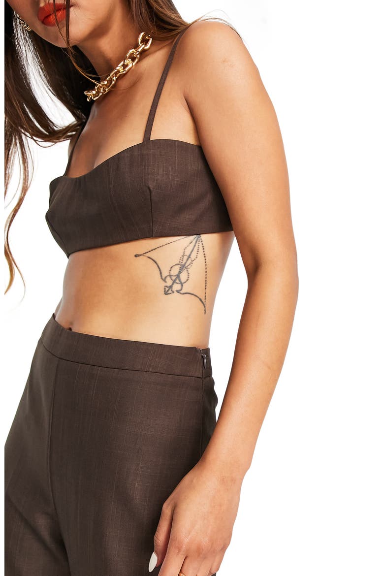 High Waist Side Slit Trousers, Alternate, color, BROWN