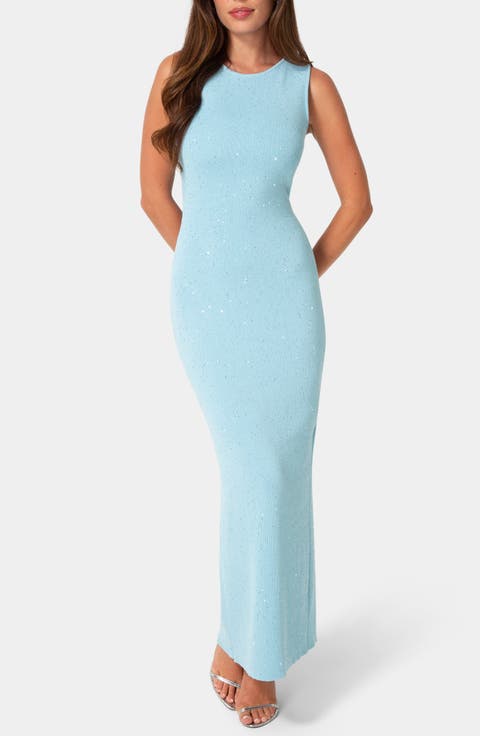Boatneck Lurex Knit Maxi Dress