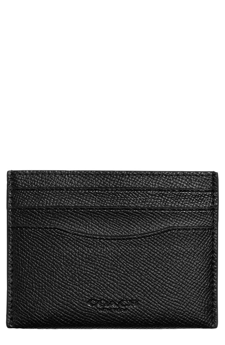COACH Grained Leather Card Case, Main, color,