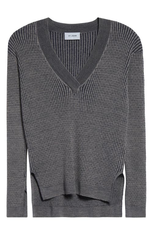 St John St. John Collection Vanis Fine Guage Cable Stitch V-neck Sweater In Multi