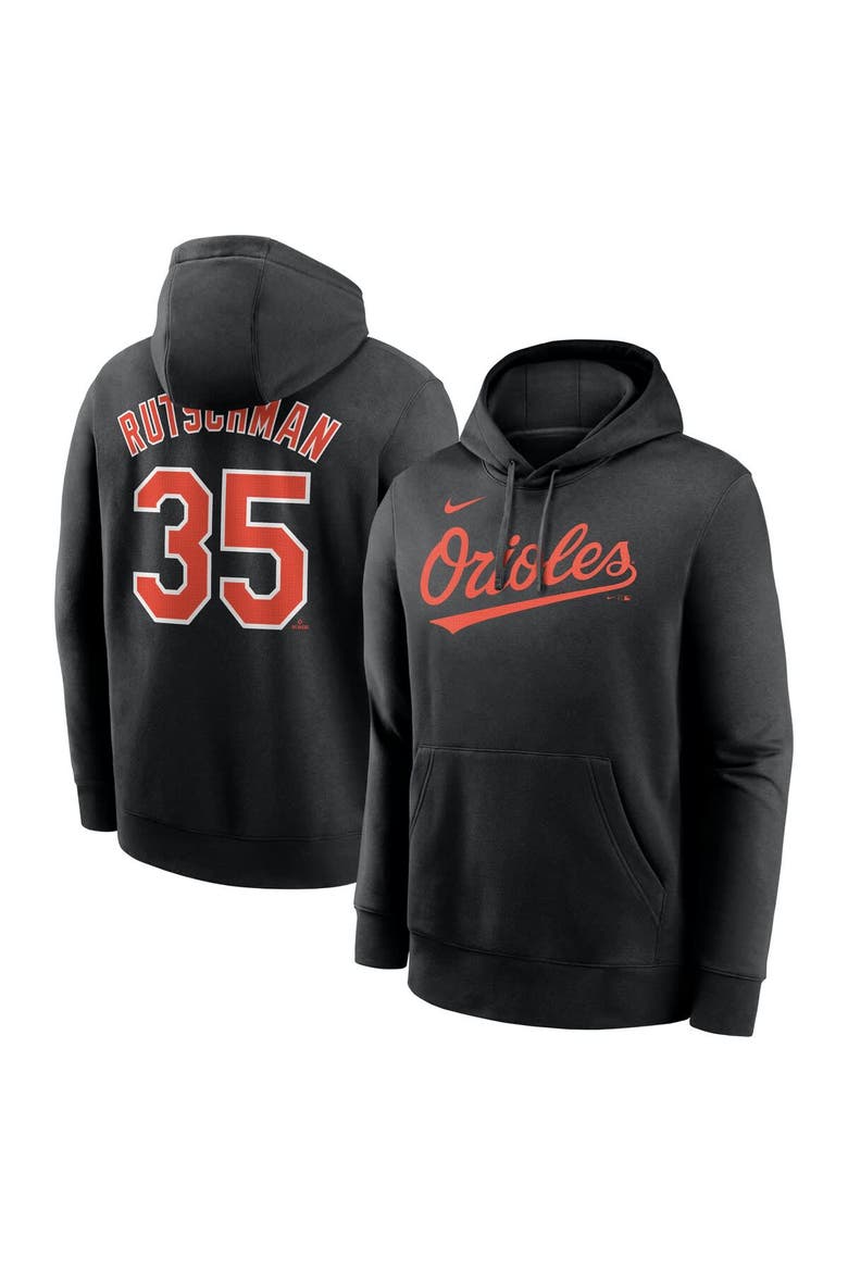 Men's Nike Adley Rutschman Black Baltimore Orioles Player Name & Number Club Pullover Hoodie, Alternate, color, Black
