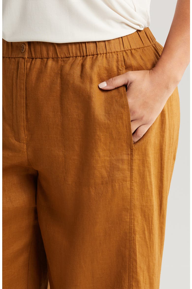 Wide Leg Organic Linen Ankle Pants, Alternate, color, BRONZE