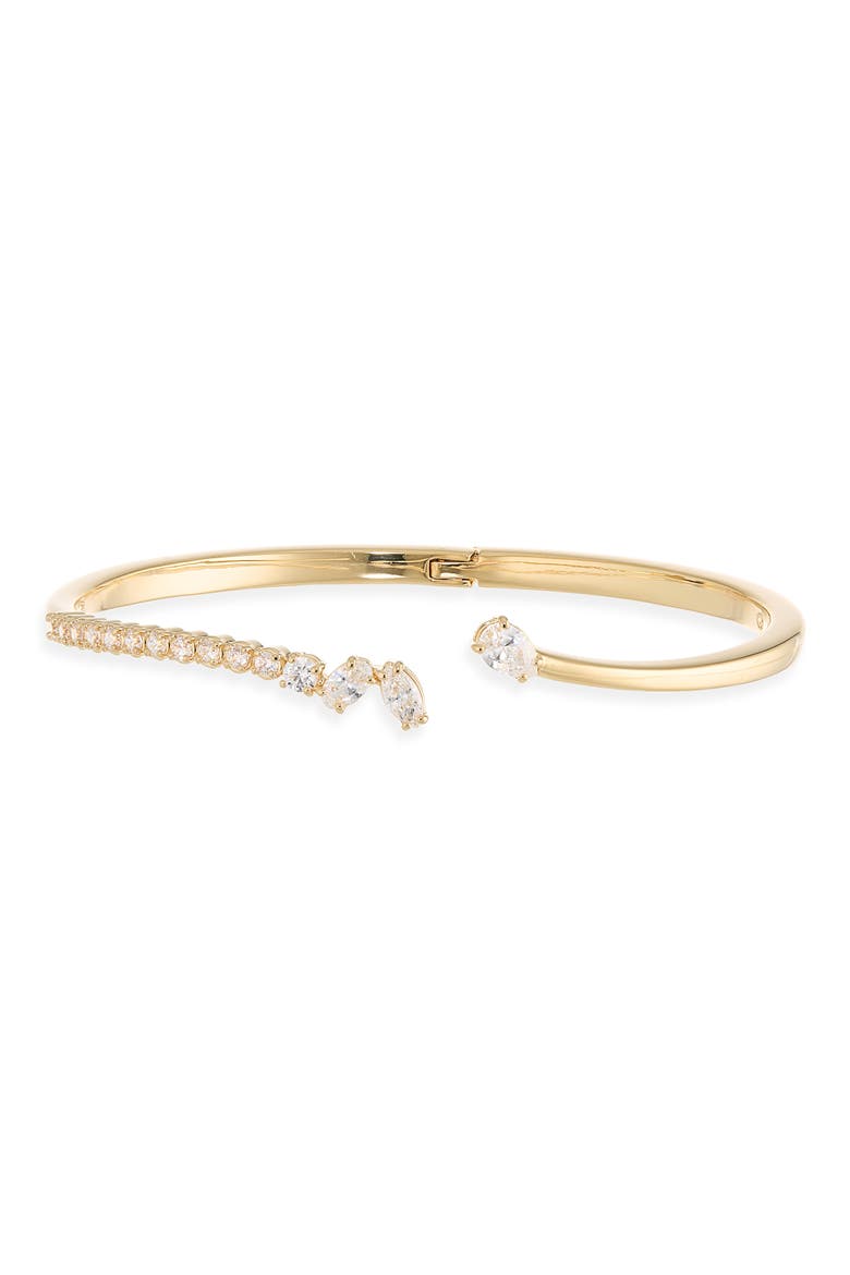 Mesmera Mixed-Cut Crystal Open Bangle Bracelet, Main, color, WHITE/ GOS