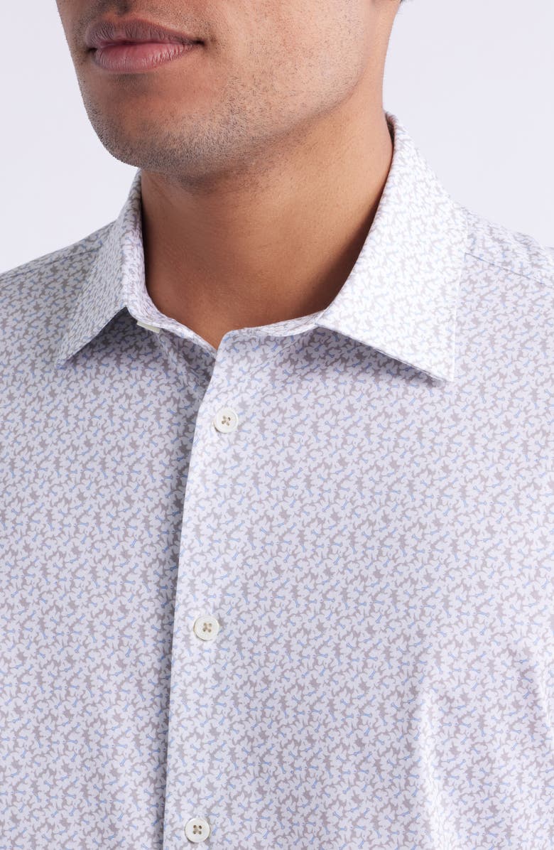 Bugatchi James OoohCotton<sup>®</sup> Floral Print Button-Up Shirt, Alternate, color, Sand