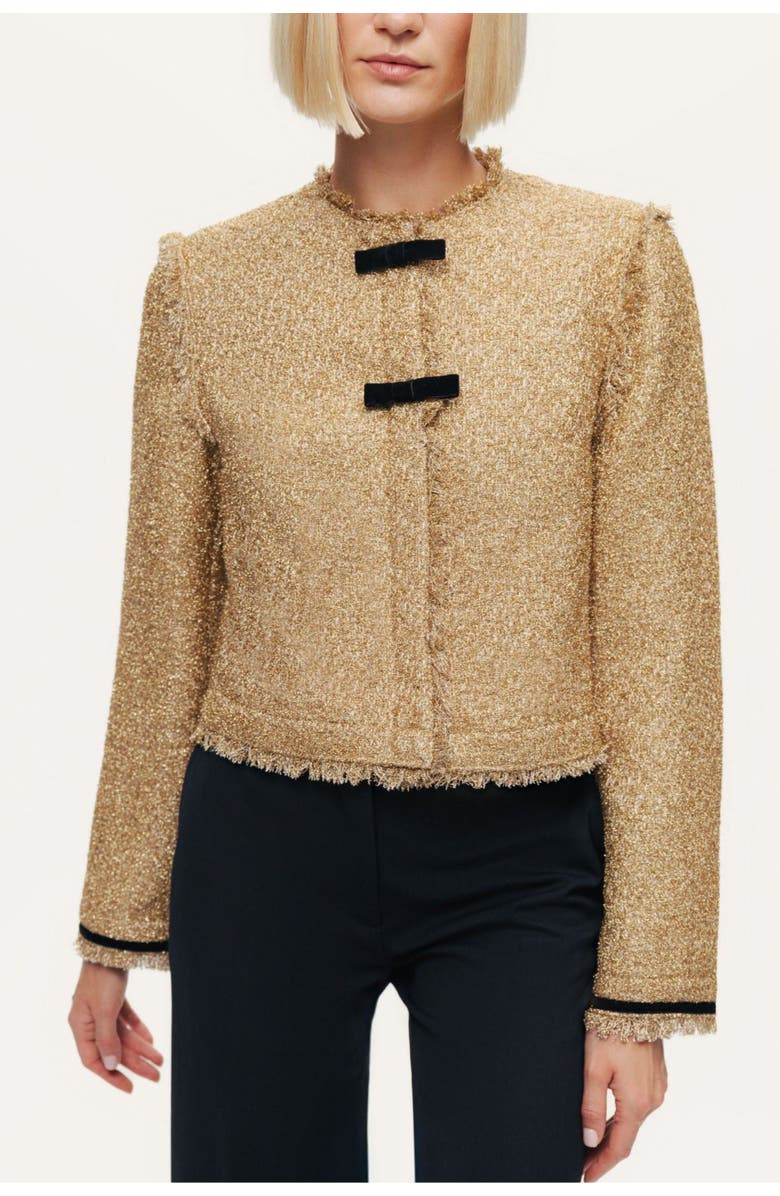 Nocturne Textured Cropped Jacket, Main, color, Gold