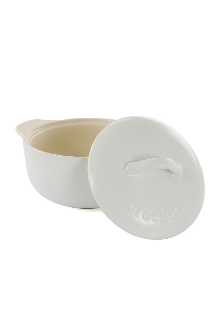 2.3 Quart Round Stoneware Casserole with Lid, Alternate, color, White