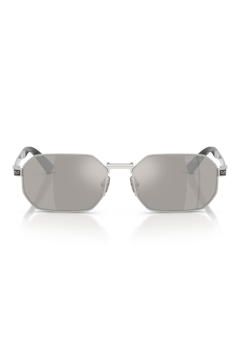 54mm Rectangular Sunglasses, Main, color, SILVER / GREY MIRROR SILVER