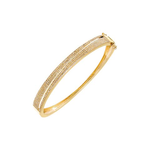 Diamond Double Graduated Row Bangle 14K